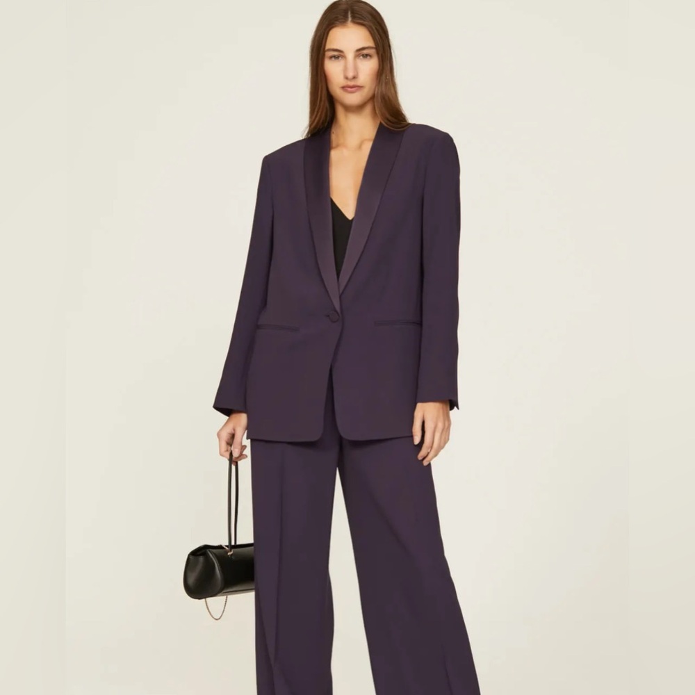 HUGO BOSS Junata Women’s Blazer Size 8 Plum Purple Shawl Collar Suit Jacket $595
